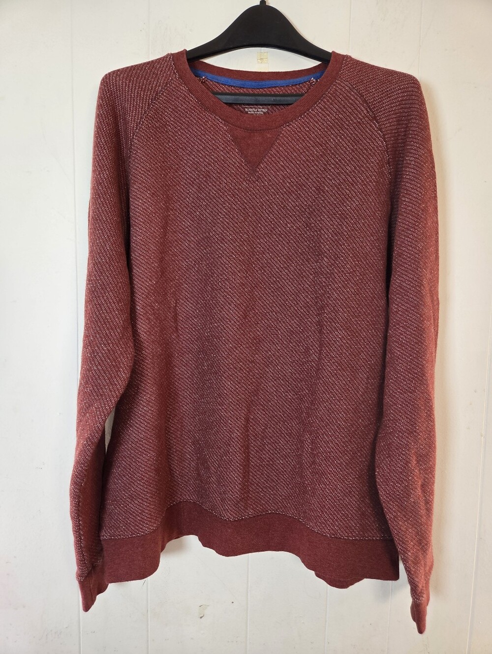 L.L. Bean Mens Slightly Fitted Heathered Maroon Crewneck Size Large Wool Blend